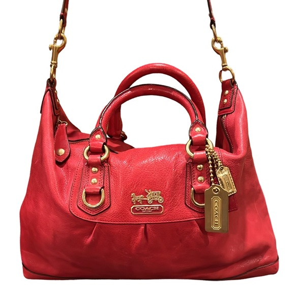 Coach Vintage Madison Sabrina Satchel Deep Pink Red Handbag Shoulder Bag Purse - Picture 2 of 14